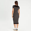Robe longue moulante côtelée noir femme