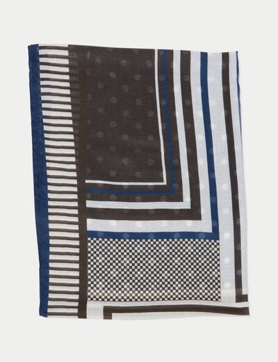Foulard satin&eacute; soyeux marron fonc&eacute; femme