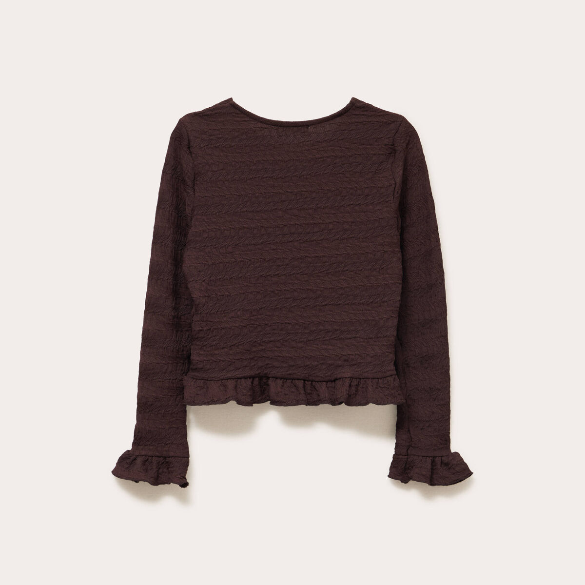 Gilet col rond manches longues bordeaux femme