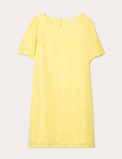 Robe droite manches courtes jaune pastel femme