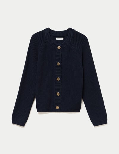Gilet manches longues bleu marine femme
