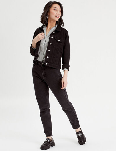 Chemise manches longues bleu marine femme