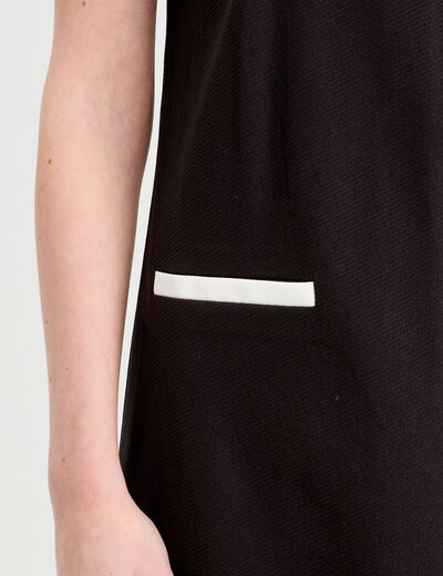 Robe droite manches courtes noir femme