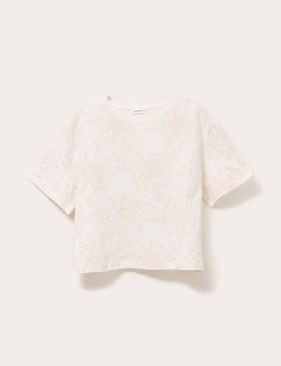 T-shirt manches courtes ecru femme