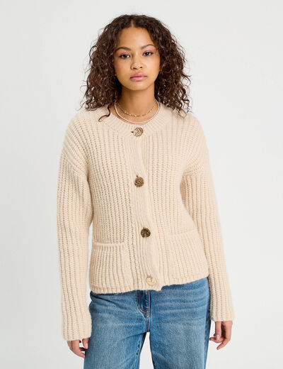 Gilet manches longues sable femme