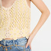 D&eacute;bardeur col v aspect dentelle jaune clair femme