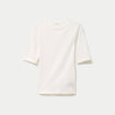 T-shirt ajust&eacute; col rond manches courtes ecru femme
