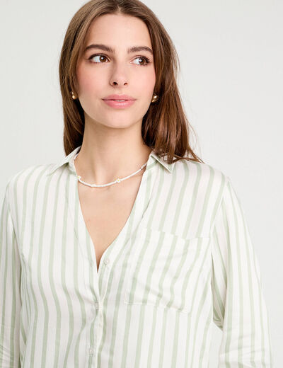 Chemise manches longues vert kaki femme