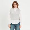 Pull manches longues 2-en-1 gris clair femme