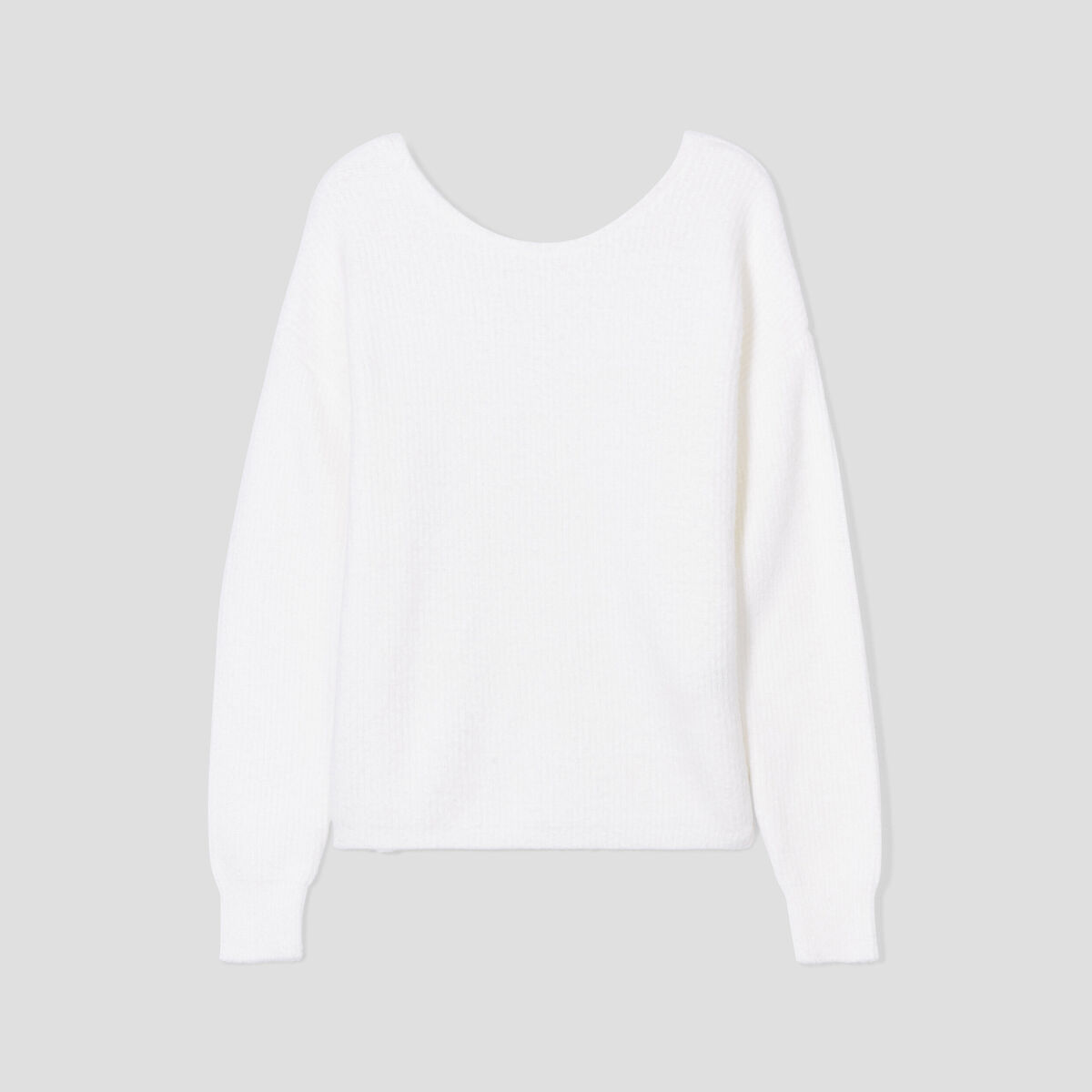 Pull manches longues col rond ecru femme