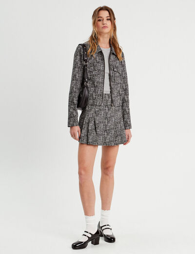 Veste courte zippée noir femme
