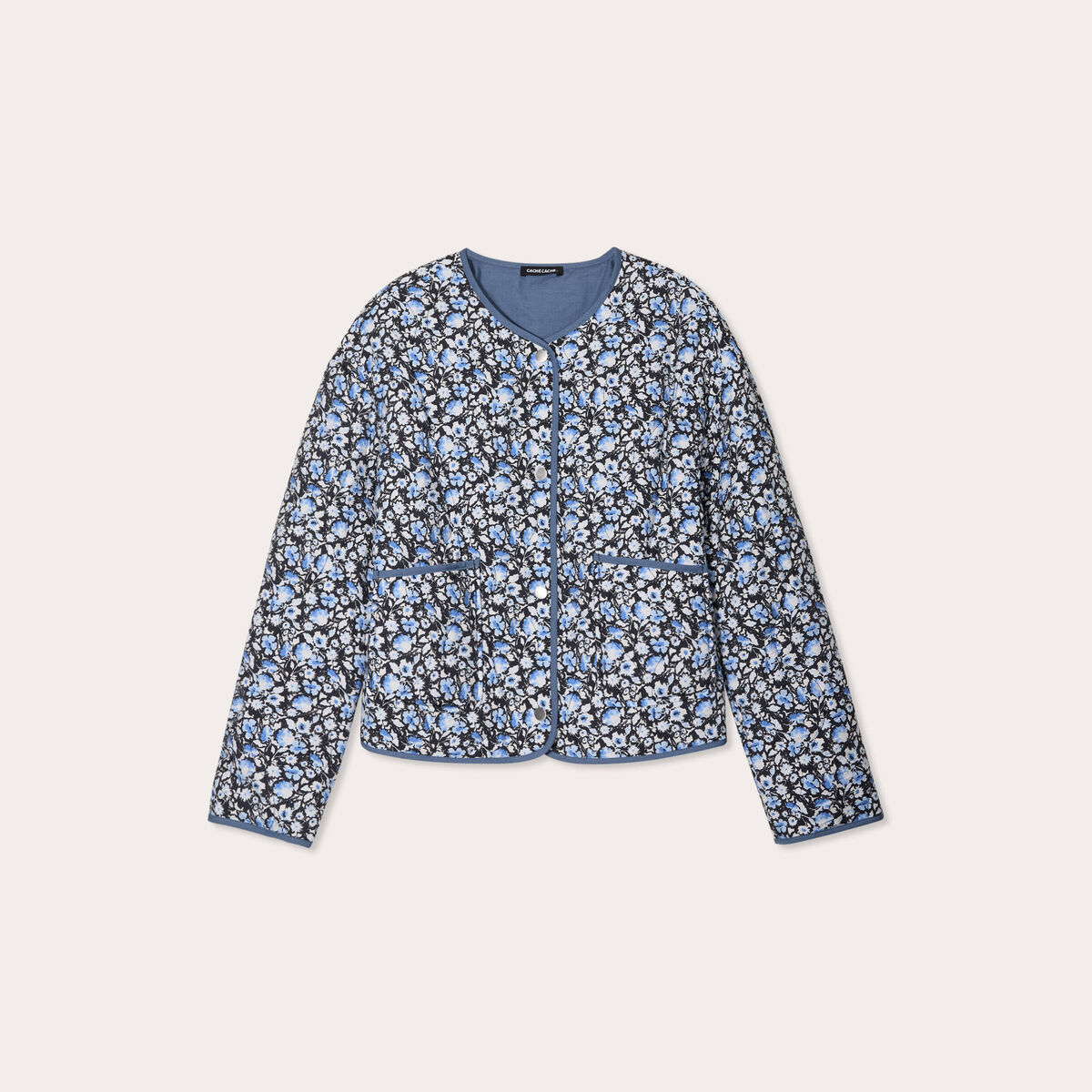 Veste matelassée boutonnée noir femme