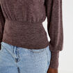 Pull col bateau manches longues marron fonc&eacute; femme