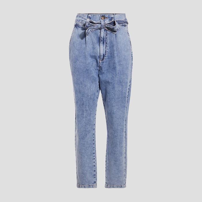 Jeans paperbag taille haute denim double stone femme