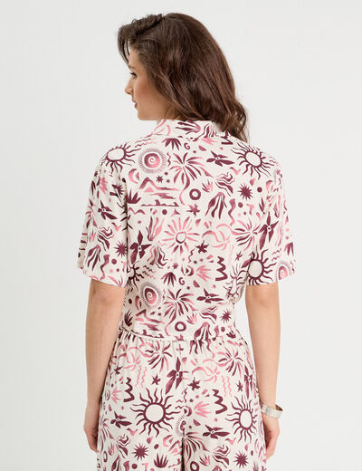 Chemise nouée manches courtes rose femme