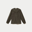 Blouse droite col rond manches longues vert kaki femme