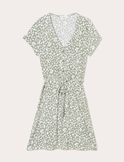 Robe patineuse ceinturée vert femme