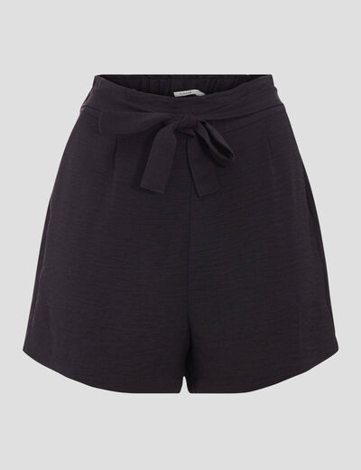 Short droit taille haute noir femme