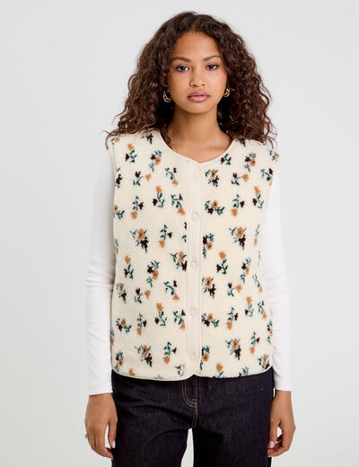 Gilet réversible sans manches ivoire femme