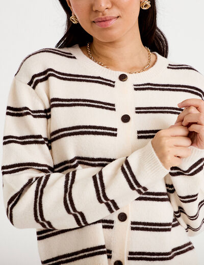 Gilet manches longues ecru femme