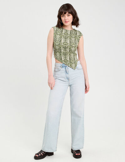 T-shirt asymétrique vert kaki femme