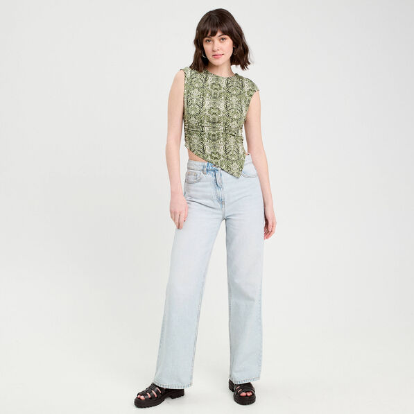 T-shirt asymétrique vert kaki femme