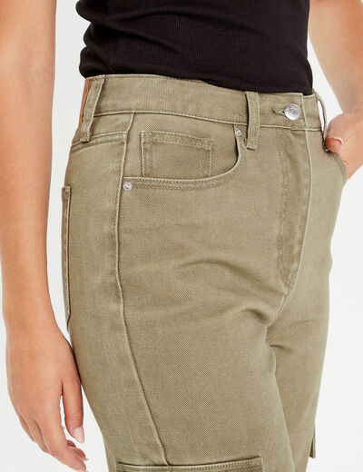 Pantalon cargo large vert kaki femme