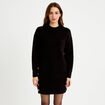 Robe pull droite manches longues noir femme