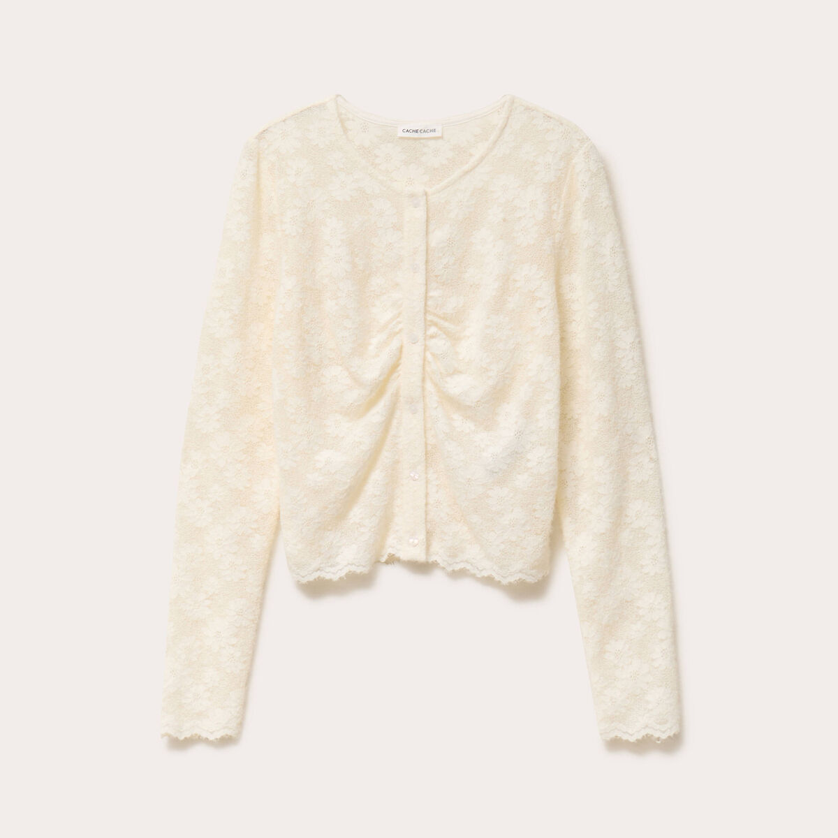 Gilet duveteux dentelle ivoire femme