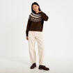 Pull col rond manches longues marron fonc&eacute; femme