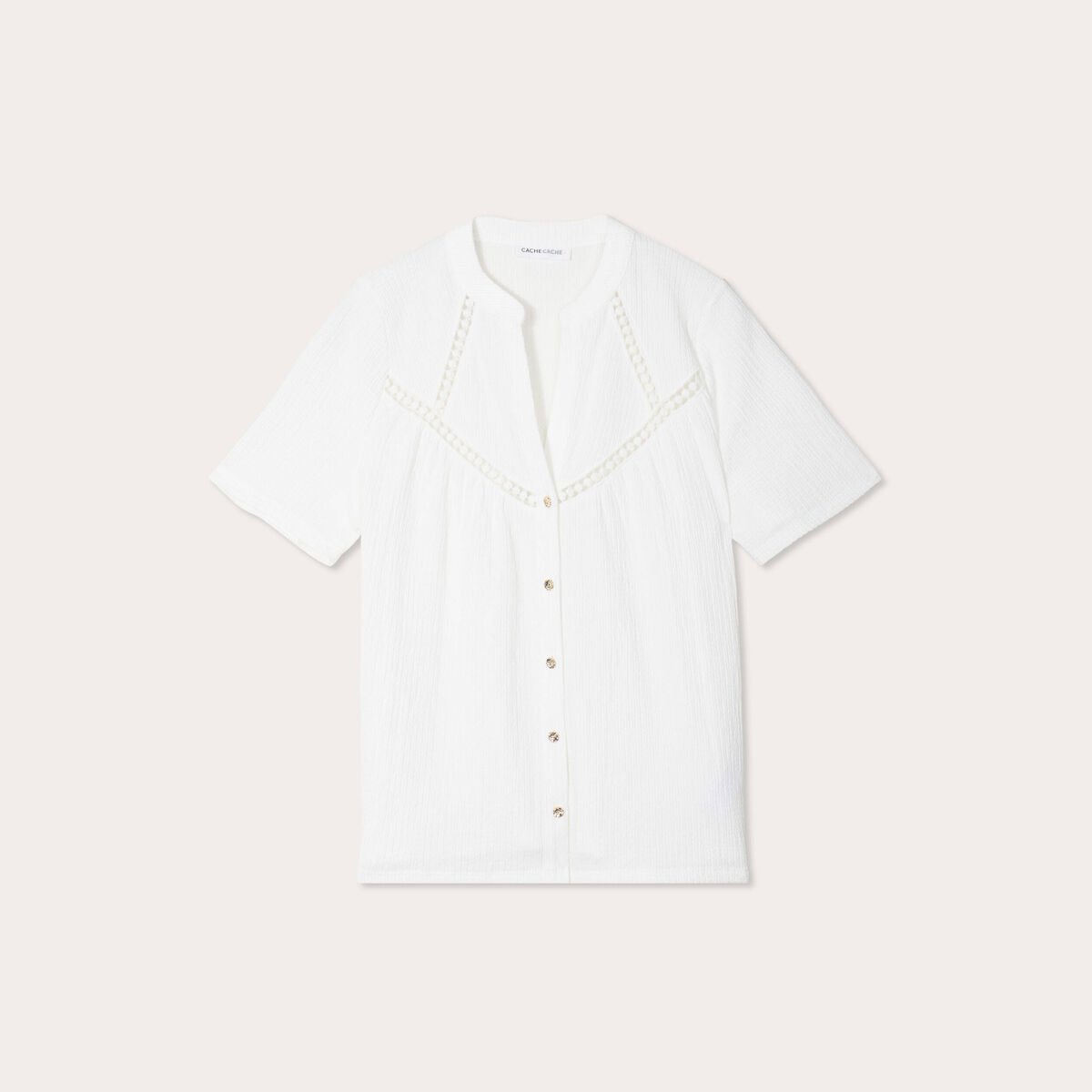 Blouse manches courtes ecru femme