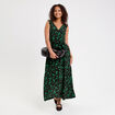 Robe longue évasée col v sans manches vert fluo femme