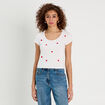 T-shirt détails brodés blanc femme
