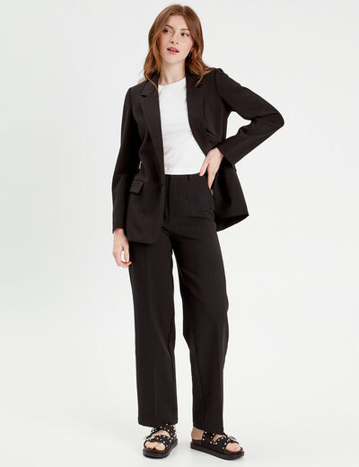 Pantalon city large noir femme
