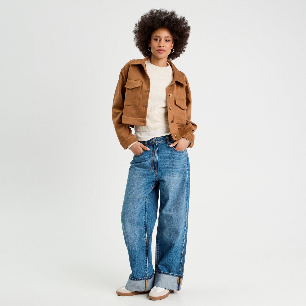 Pull sans manches ecru femme