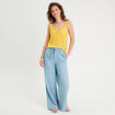 Débardeur effet crochet jaune femme