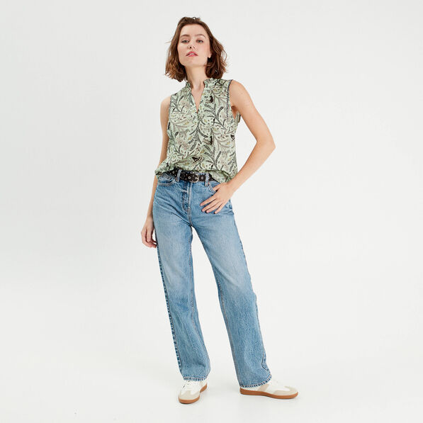 Blouse sans manches bleu femme