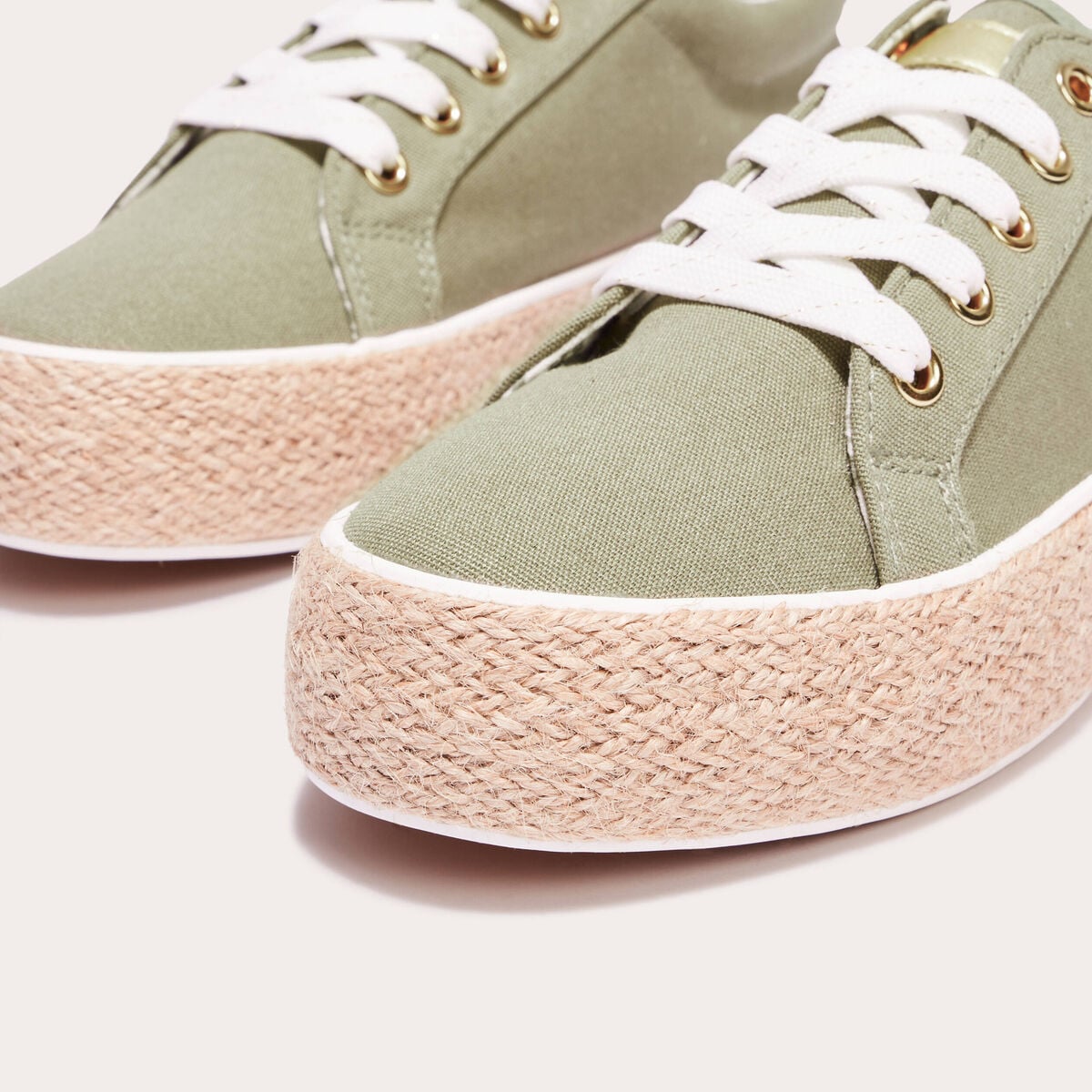 Baskets espadrilles plates vert kaki femme