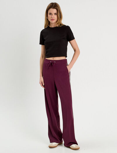 Pantalon large style jogging prune femme