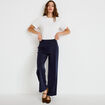 Pantalon bootcut taille haute bleu marine femme