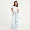 Jean wide leg taille haute Petite denim bleach femme