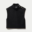 Pull droit sans manches col montant noir femme