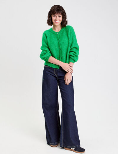 Gilet manches longues vert femme