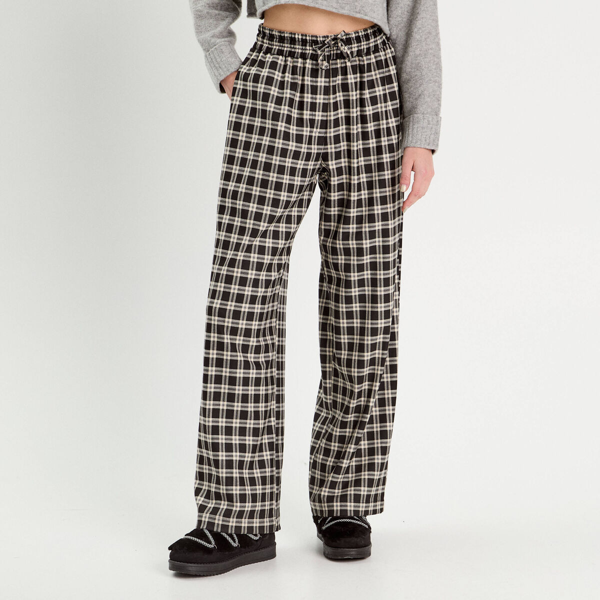 Pantalon large noir femme