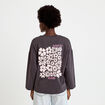Sweat oversize col rond manches longues gris fonc&eacute; femme