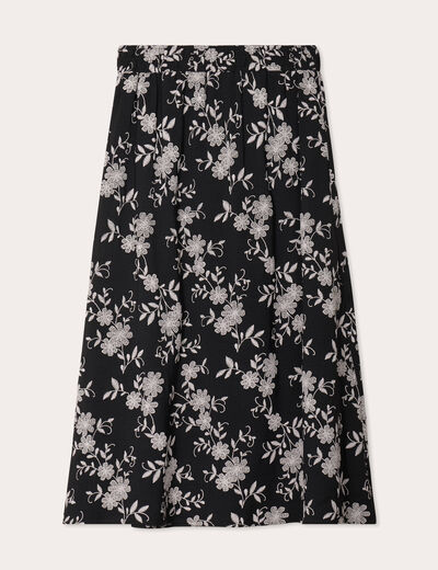 Jupe longue évasée noir femme