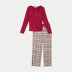 Pyjama manches longues rouge femme