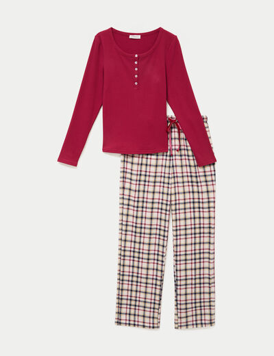 Pyjama manches longues rouge femme