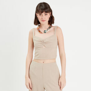 Bustier bretelles fines beige femme