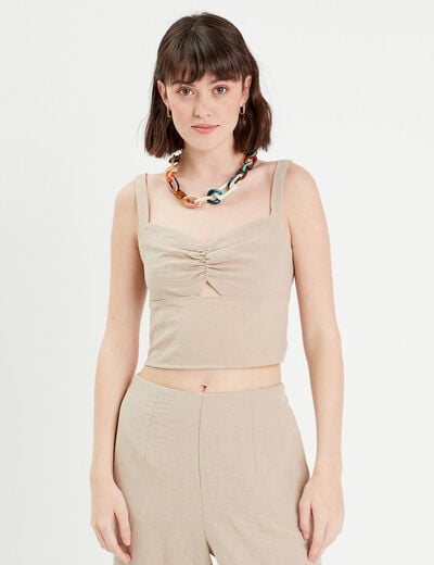 Bustier bretelles fines beige femme